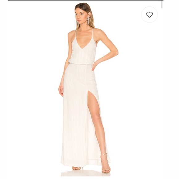 LPA Dresses & Skirts - LPA beaded cross back Gown in ivory